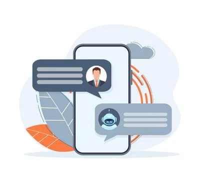 Flat chat bot for web design. Flat isometric vector illustration. Artificial Stock Illustration