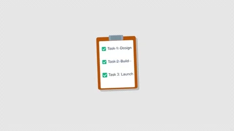 Flat Checklist Task Clipboard with Animated Checkmarks and Paper Sheet on Stock Footage 346753848