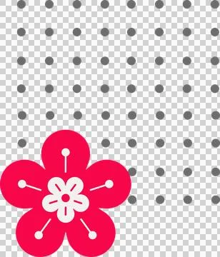 Flat cherry blossom icon is showing pink petals, white stamen lines on 스톡 일러스트
