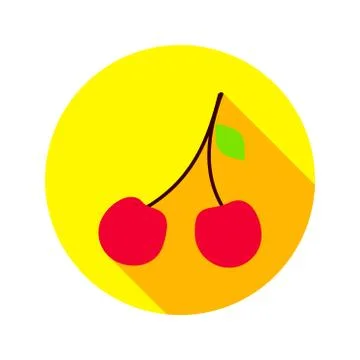Flat Cherry Circle Icon Stock Illustration