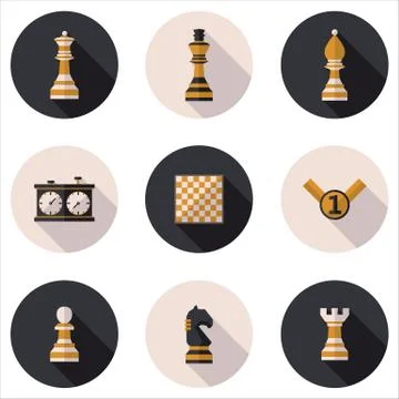 Flat chess icons Stock Illustration