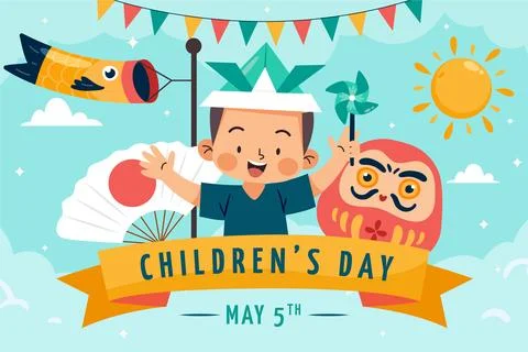 Flat childrens day background Stock Illustration
