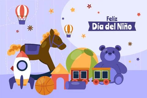 Flat children's day in spanish background Stock Illustration