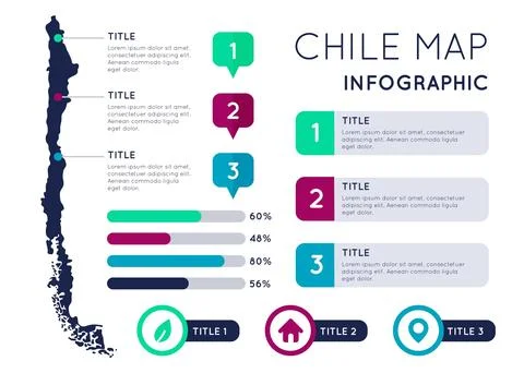 Flat chile map infographic Stock Illustration