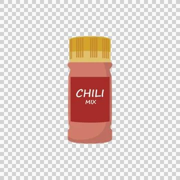 Flat Chili Mix Spice Jar Cartoon Illustration for Food Packaging Stockillustratie