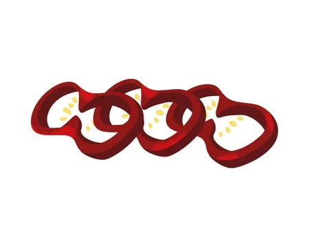 Flat chili pepper slices Stock Illustration