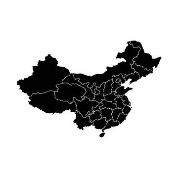 Flat China map with division to region Stock Illustration