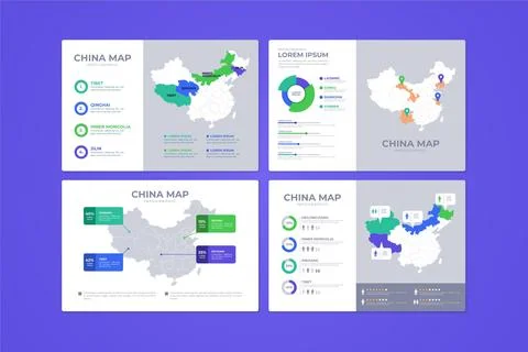 Flat china map infographic Stock Illustration