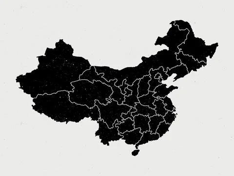Flat China outline map with division to region Stock Illustration