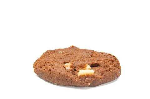 Flat Chocolate Cookie White Background. Stock Photos