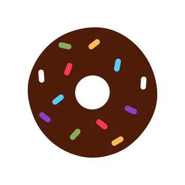 Flat chocolate glazed donut isolated on white Stock Illustration
