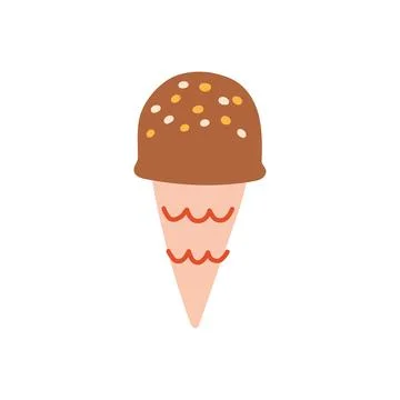 Flat chocolate ice cream waffle cone vector illustration with colorful Stock Illustration