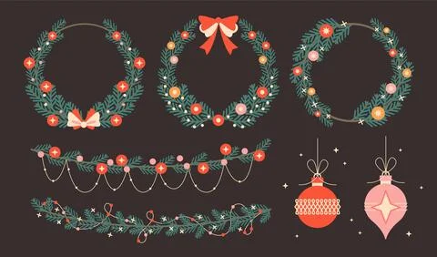 Flat christmas decoration Stock Illustration