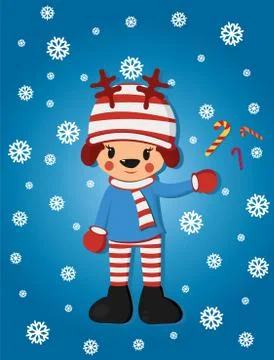 Flat Christmas deer Stock Illustration