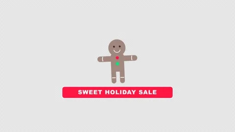 Flat Christmas Gingerbread Man Cookie Sweet Bouncing and Swaying with White Vidéo 347694942