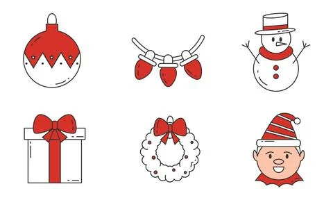 Flat Christmas icon pack with festive holiday designs Vector Stock Illustration
