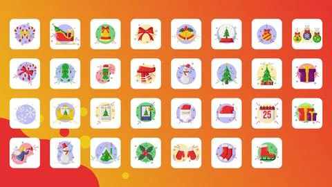 Flat christmas icon pack vector, set of various christmas icon vector illus.. Illustrazione stock