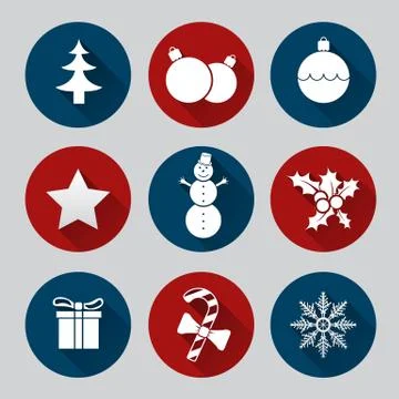 Flat christmas icon set Stock Illustration