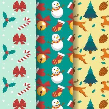 Flat christmas pattern collection Illustrazione stock