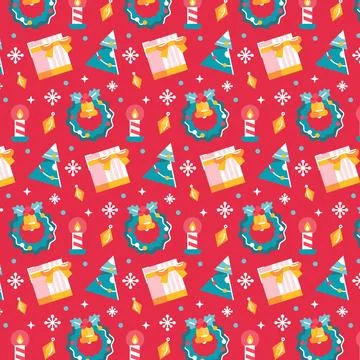 Flat christmas pattern design Stock Illustration