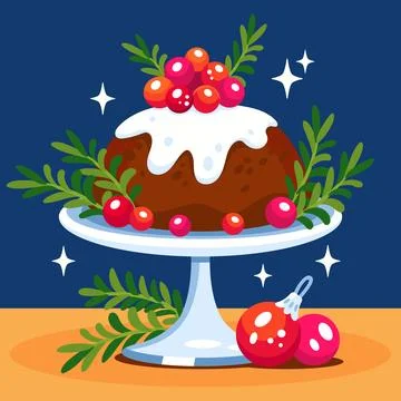 Flat christmas pudding illustration Stock Illustration