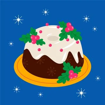 Flat christmas pudding illustration Stock Illustration