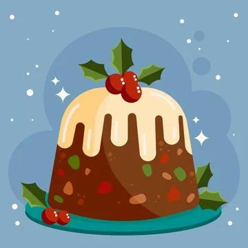 Flat christmas pudding illustration Stock Illustration