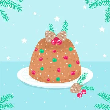 Flat christmas pudding illustration Stock Illustration