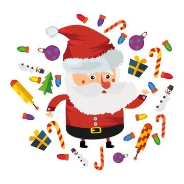 Flat Christmas Santa Stock Illustration