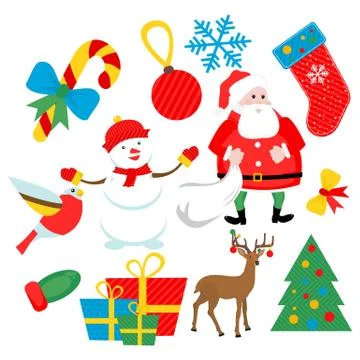 Flat Christmas set Stock Illustration