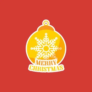Flat christmas sticker design isolated Stock Illustration