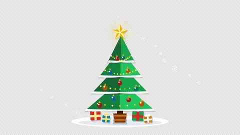 Flat Christmas tree composed of geometric layers and a pop star with 库存影片 347660154