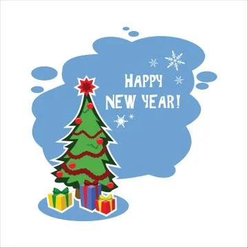Flat Christmas tree Stock Illustration