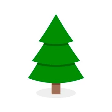 Flat christmas tree isolated on white Stock Illustration