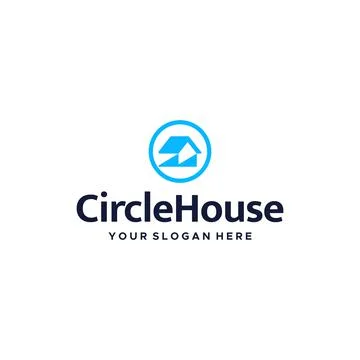 Flat CIRCLE HOUSE building real estate Logo design Stock Illustration