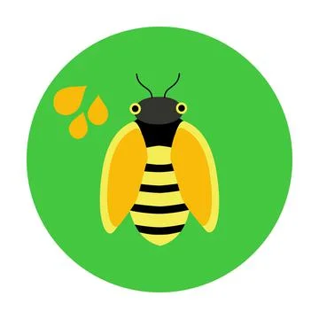 Flat circle icon with bee Stock Illustration