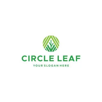 Flat CIRCLE LEAF geometric plants logo design Stock Illustration
