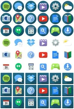Flat Circle Square Android Icons Stock Illustration