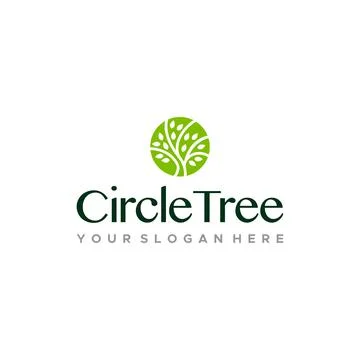 Flat Circle Tree plants leaf leaves logo design Stock Illustration
