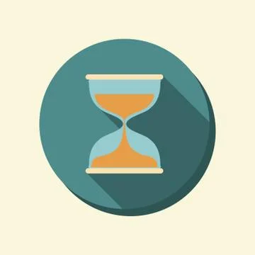 Flat circle web icon.  hourglass waiting Illustrazione stock
