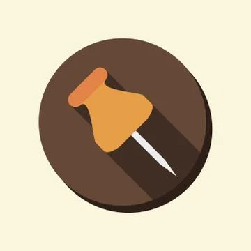 Flat circle web icon. pin for papers Stock Illustration