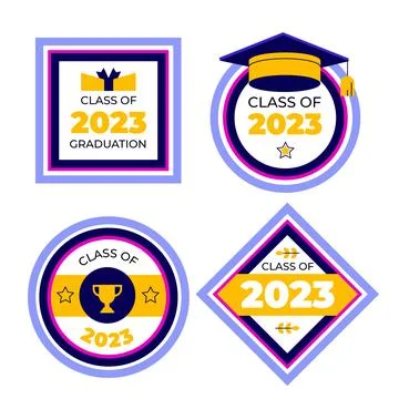 Flat class of 2023 badges collection Stock Illustration