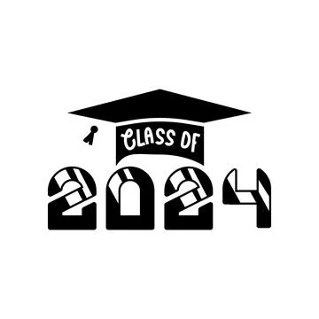 Flat class of 2024 lettering text design art Stock Illustration