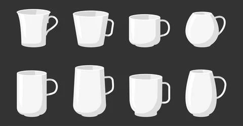 Flat classic coffee tea cup mockup icon set vector Stock Illustration