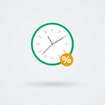 Flat clock icon. Simple vector illustration. Stock Illustration