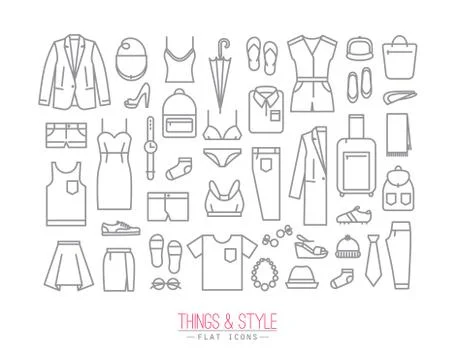 Flat clothes icons Stock Illustration