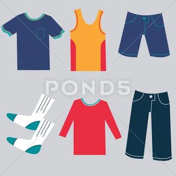 Flat clothing icons Stock Illustration