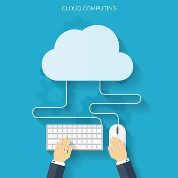 Flat cloud computing background. Data storage network technology. Multimedia 스톡 일러스트