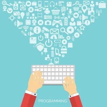 Flat cloud computing background. Data storage network technology. Multimedia Illustrazione stock