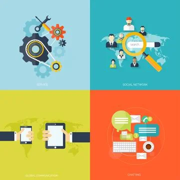 Flat cloud computing background. Data storage network technology. Multimedia Stock Illustration